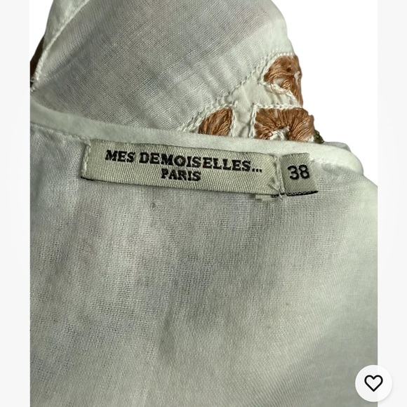Mes Demoiselles Paris Boho Beaded Coin Cotton Summer Off White Top Size 6 - Picture 5 of 7
